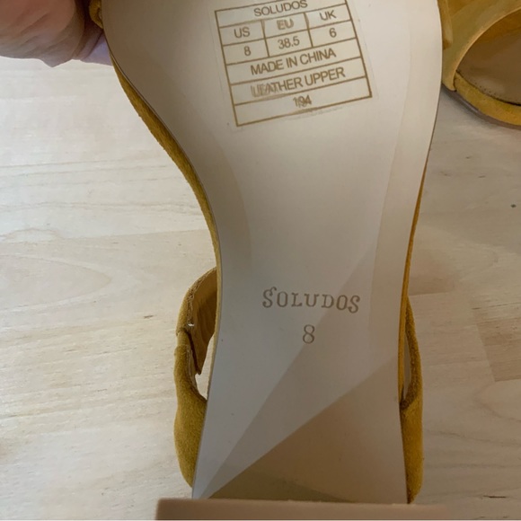 Soludos Ines Marigolds Heeled Sandals NIB Suede Open Toe Slip On Sandals Size 8 - Picture 8 of 9